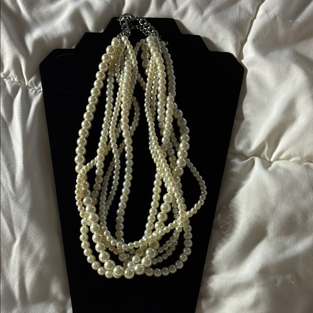 Cream Multi-Strand Pearl Necklace